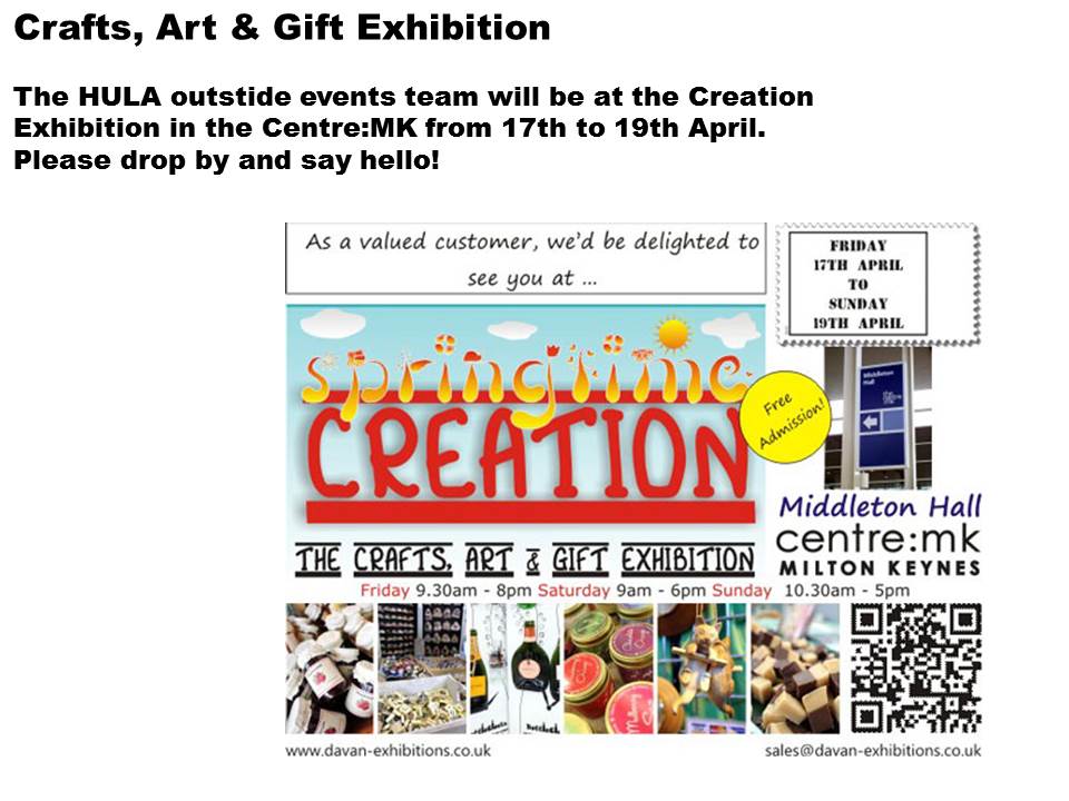hularescue's tweet photo. Hulas #OutsideEventsTeam will b at Crafts Art Gift Exhibition #CreationCraft #CentreMK 17-19 April Drop by say hello! http://t.co/cVA3cYUkwP