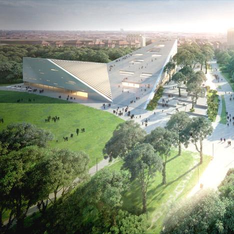 dezeen's tweet photo. Snøhetta and SANAA share first place in Budapest museum contest: http://t.co/w8i7CGe1E3 #architecture http://t.co/FiZpMXverJ