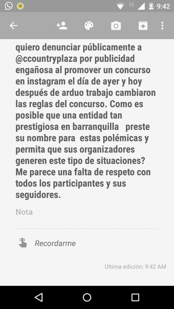 LuisAlfrePaez's tweet photo. @elheraldoco  Quiero denuncia a @ccountryplaza x prestar su nombre para promover concursos falsos en instagram anexos http://t.co/xKfs7PPSy0