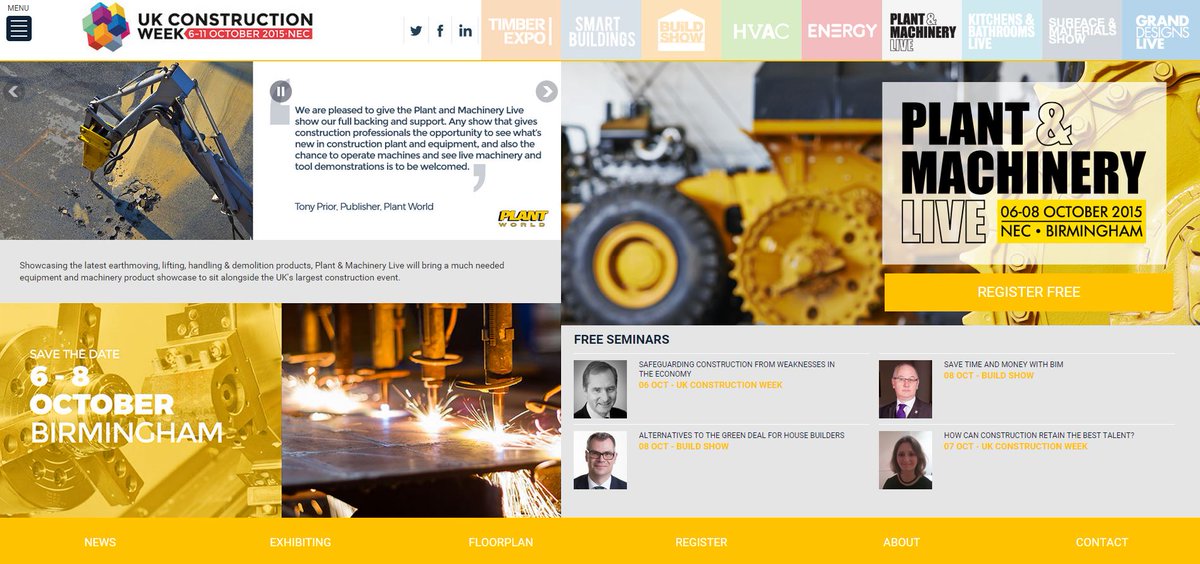 Register for the #pmshow that will showcase the future of building machinery. ukconstructionweek.com/plant-machinery