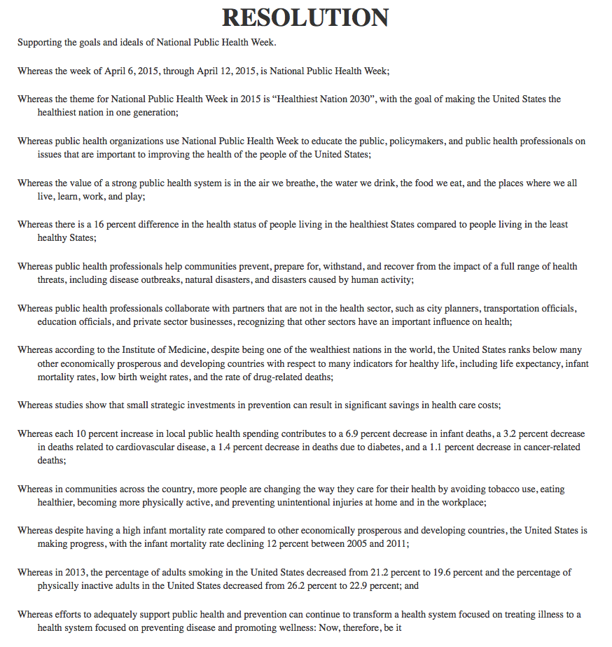 PublicHealth's tweet image. Thanks @SenatorTomUdall &amp;amp; other senators for #NPHW resolution passed by Senate! Read it here: goo.gl/Vpwj8W