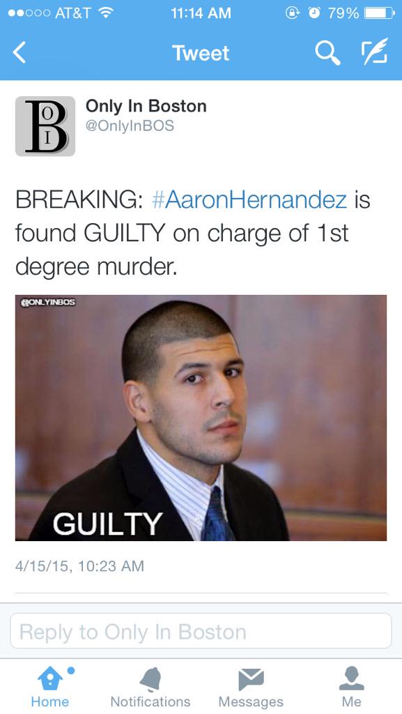 ajohnson6614's tweet photo. Favorite if you are surprised
Retweet if not.
#meeksports1 #AaronHernandez #NFL #nflnews http://t.co/oNW1XiISWG