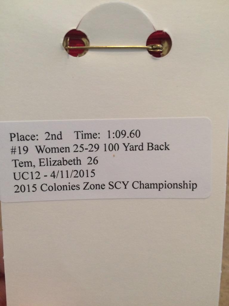 My 13 year old self would be proud. First swim meet in 10 years. Still got it! <a href="/MastersSwimming/">Masters Swimming</a>