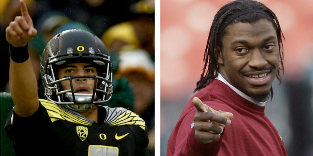 Q: Could <a href="/RGIII/">Robert Griffin III</a> and Marcus Mariota actually end up on the SAME team?

A: at.nfl.com/NqhPOYG