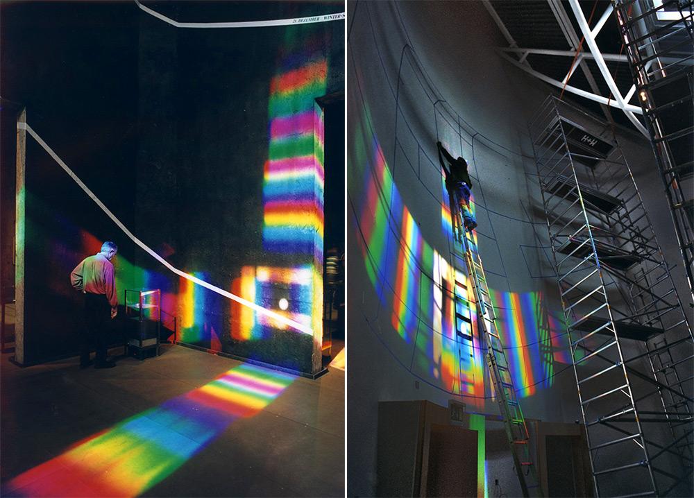 thisiscolossal's tweet photo. Secrets of the Sun: Artist Peter Erskine Transforms Interior Spaces with Prism Installations http://t.co/yjeZXjqtgD http://t.co/ezuOjcZ7Lg