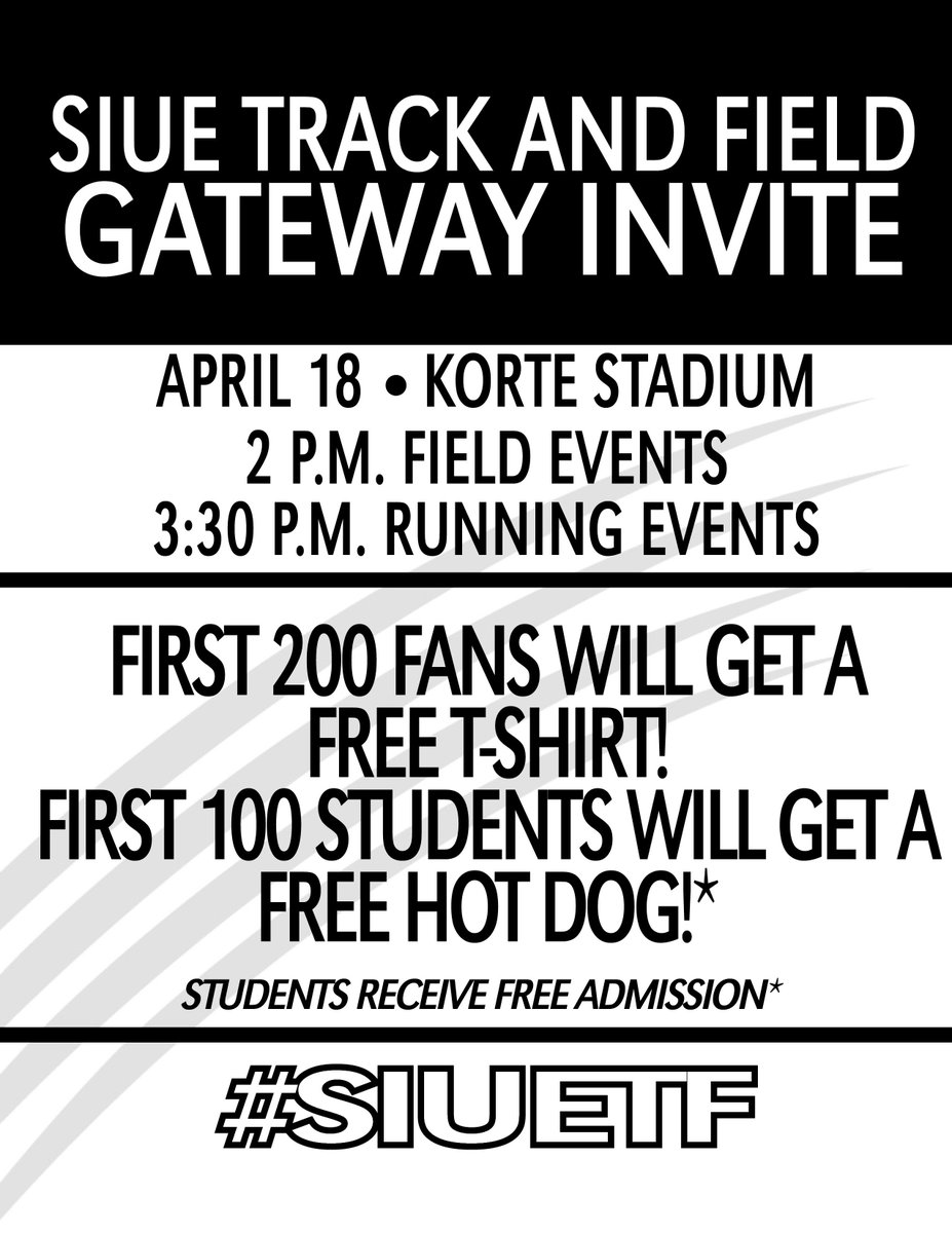 SIUETrackField's tweet photo. Saturday 2:30pm, Korte Stadium. #BeThere #SIUETF http://t.co/iiEg06X8Dq