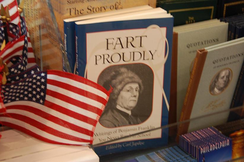 weird_hist's tweet photo. Benjamin Franklin wrote "Fart Proudly," a scientific essay about farts. http://t.co/ExiC2L61ch
