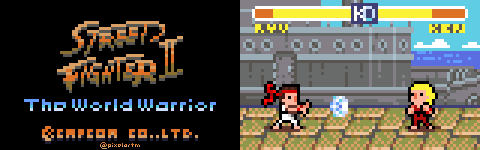 PixelArtM's tweet photo. I made a Street Fighter II demake with my @Pixel_Dailies 16x16  8bits characters 
#StreetFighter #pixelart http://t.co/65if4qvO02