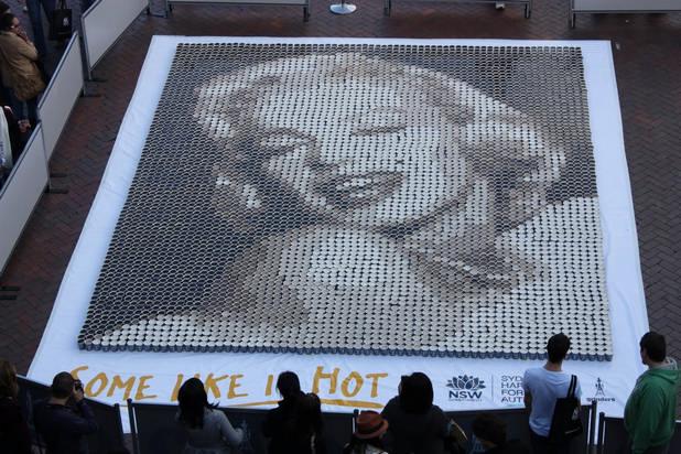 SilverbackCo's tweet image. Check out these two #masterpieces made entirely from #coffee cups #masterpiece #art #clever #artist #MarilynMonroe