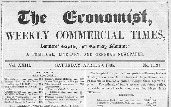TheEconomist's tweet image. #AbrahamLincoln died exactly 150 years ago today. The Economist's leader, from 1865 econ.st/1H4bqsn