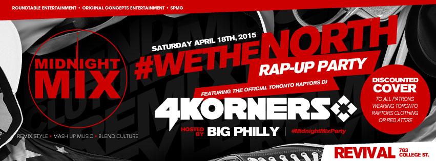 TitoMarksays's tweet photo. Saturday is #MidnightMixParty @RevivalBarTO w/ @4KORNERS @jballenmuzic & @SolePurpose it's a #Raptors themed night http://t.co/Fj35vRKoYp