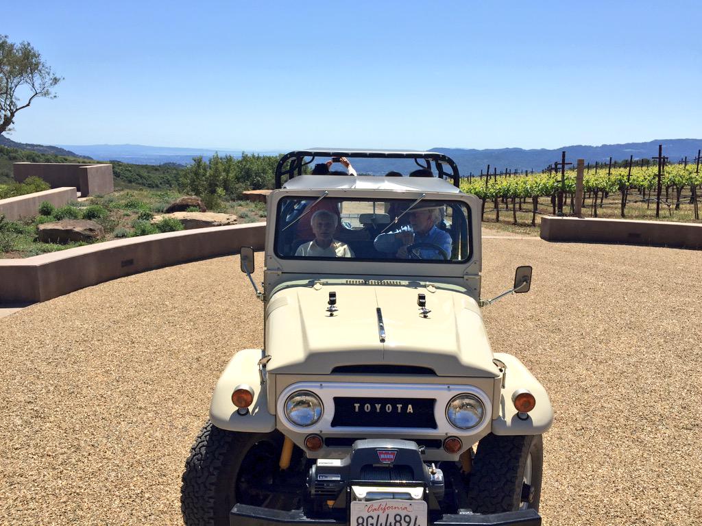CarloMondavi's tweet photo. Another shot of the day with my very young great uncle (100)... #timmondavi driving &amp; #petermondavi in shotgun! http://t.co/IBPcgWO5zI