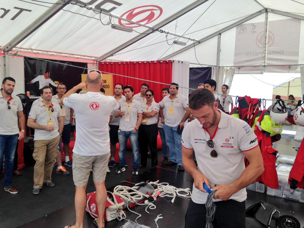 DongfengRacing's tweet photo. Excited to receive our local @AEOLUSTYRE guests! @oc_markturner is threatening them with freeze dried food! http://t.co/k67McjWqSB