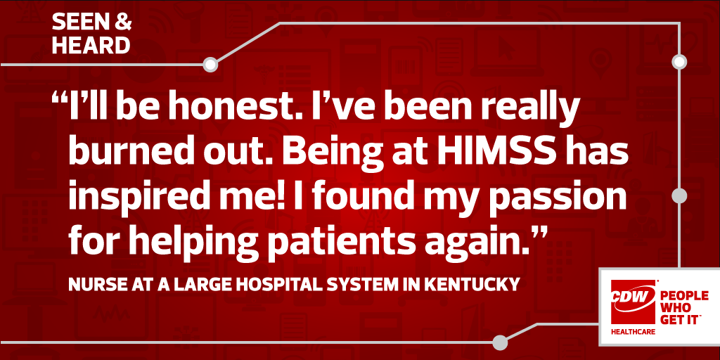 CDW_Healthcare's tweet photo. Have you rediscovered your passion for #healthcare at #HIMSS15?  #cdwhimss #IHeartHIT http://t.co/BT2jCvtyOv