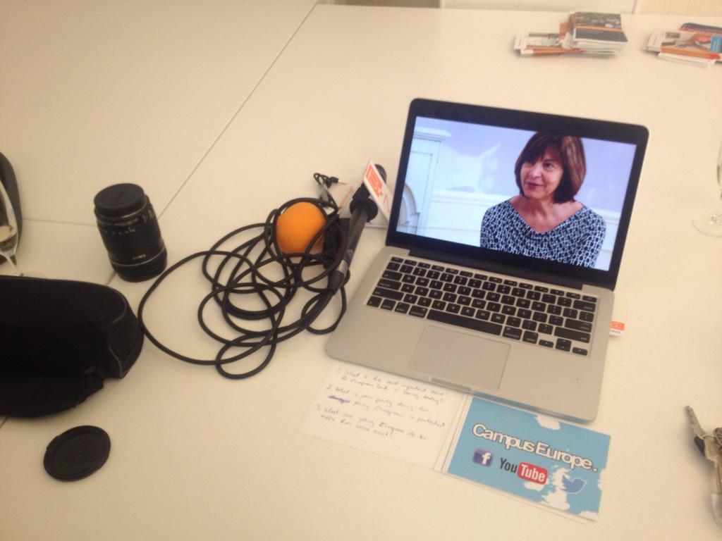 CampusEurope's tweet photo. First interview at the #sfm2015 with @RebHarms #alexneedstolearnhiswords http://t.co/lyUvPkqIHk
