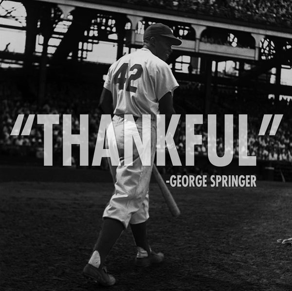 MLB's tweet image. #OneWordFor42, from @ClaytonKersh22, @TheRealMattKemp, @JimmyRollins11 and George Springer.