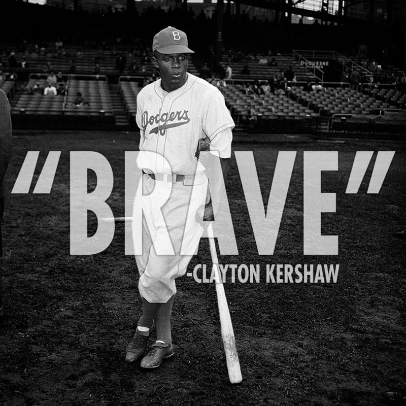 MLB's tweet image. #OneWordFor42, from @ClaytonKersh22, @TheRealMattKemp, @JimmyRollins11 and George Springer.