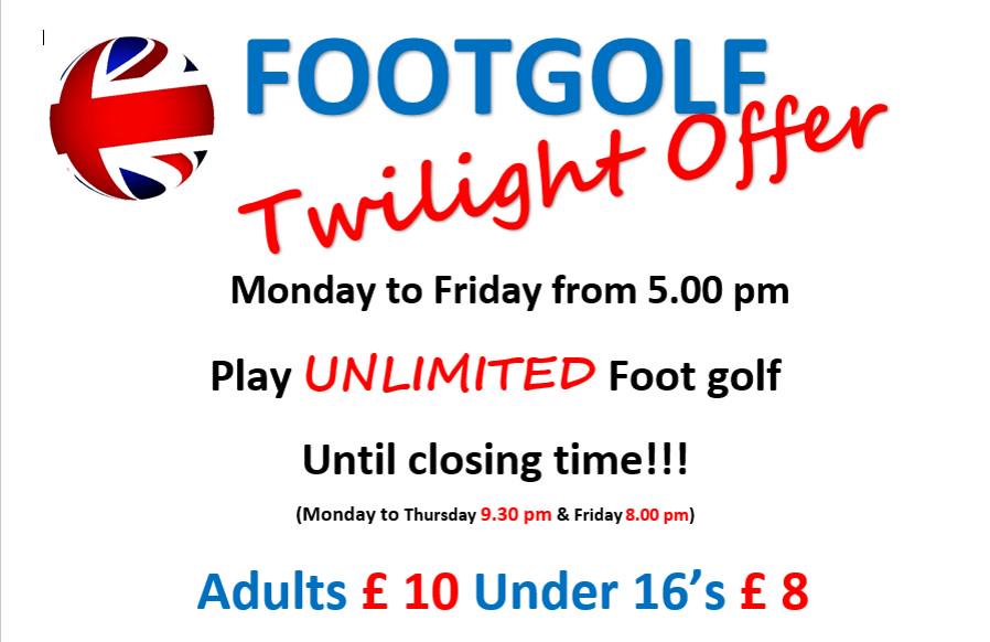 LeamValleyFootg's tweet photo. Come down for a twilight round of FootGolf! We have a special offer for UNLIMITED FootGolf until closing time! http://t.co/7Gh6ZDp2BF
