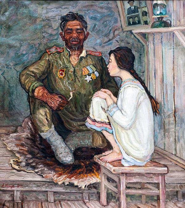 солдат вернулся домой. война иллюстрации. возвращение солдата домой с войны. ермолин рем николаевич май 1945 картина. солдат вернулся домой.