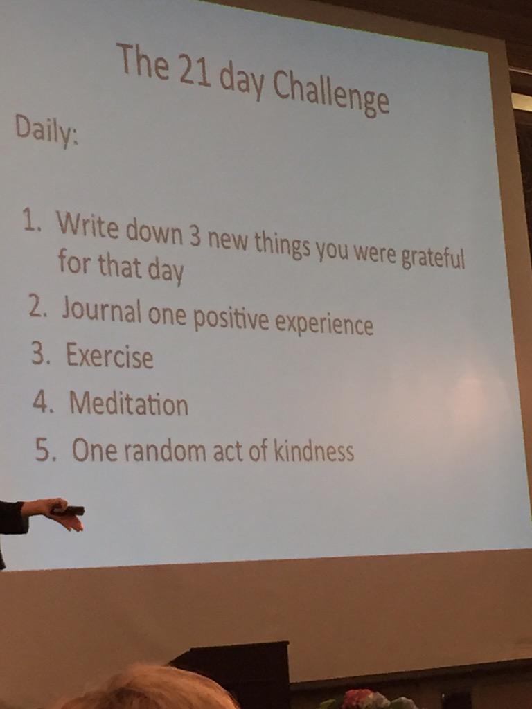 LaraChebaro's tweet photo. Michelle Cassidy- the 21 day challenge to change your mental health status. #yrdsbparentvoice http://t.co/mcXy9b0YEJ