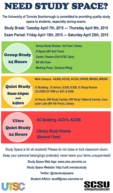 UTSCStudy's tweet image. 1/4 way through finals #utsc! You can do it! If you’re looking for a place to study… or @studymaputsc