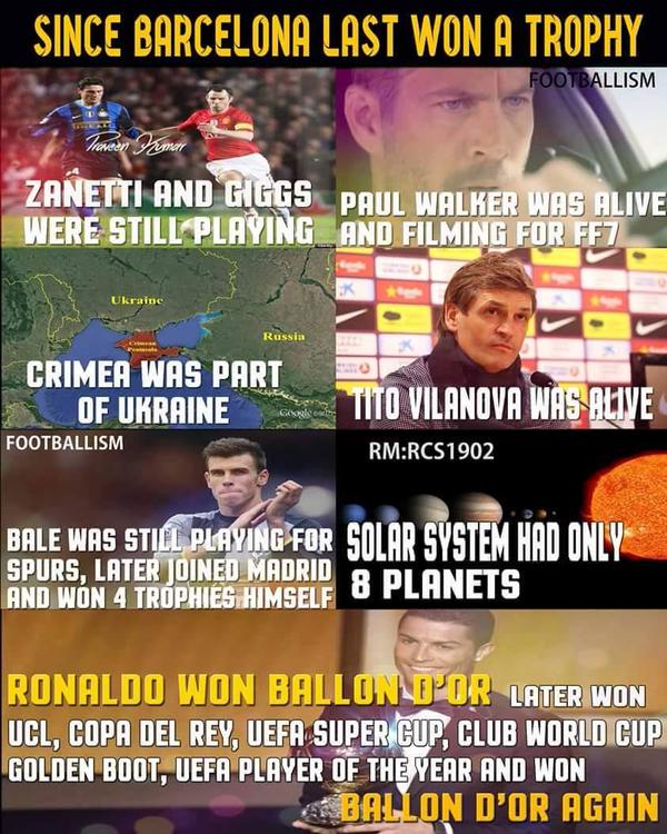 FootballFactly's tweet photo. Since Barcelona last won a trophy.. http://t.co/HaN6Ks4hFn