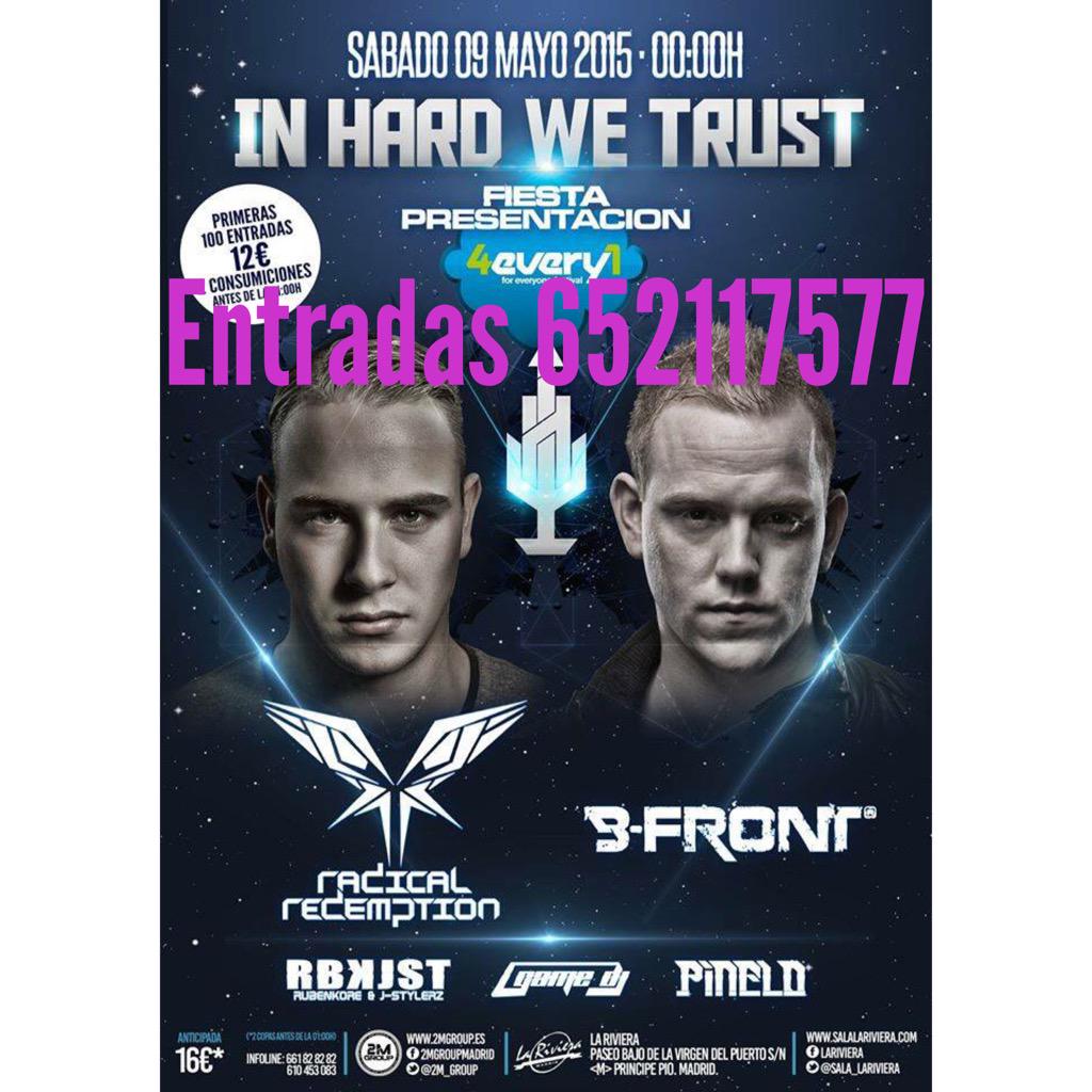 teka_hardstyler's tweet photo. 🔹9 mayo 2015: #InHardWeTrust (La Riviera) 16€ con 2 copas ... #radicalredemption #bfront #rbkjst #gamedj #pinelo http://t.co/WxdMgYV7al
