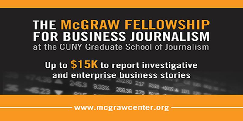 #Journalists: Got a great #longform biz story? $15K grants via @CUNYJSchool. Apply by 11/15: bit.ly/McGrawFellows