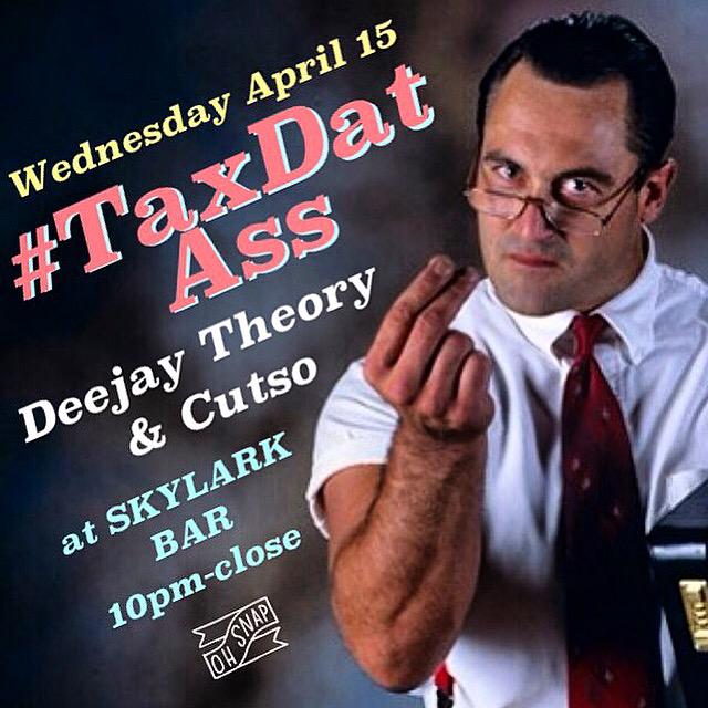 Ready to write it all off with my guy <a href="/cutso/">L&L Cool J</a> tonight at <a href="/SkylarkSF/">Skylark Bar</a> 16th @ Valencia FREE all night of course .. 📊📉💸💼🍻