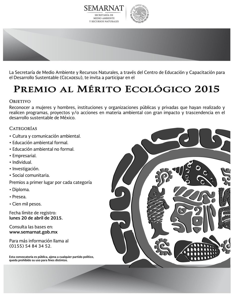 SEMARNAT_mx's tweet image. #PremioalMéritoEcológico: ow.ly/LFmvh; llama (0155) 5484-35-91; escribe apremio.ecologico@semarnat.gob.mx