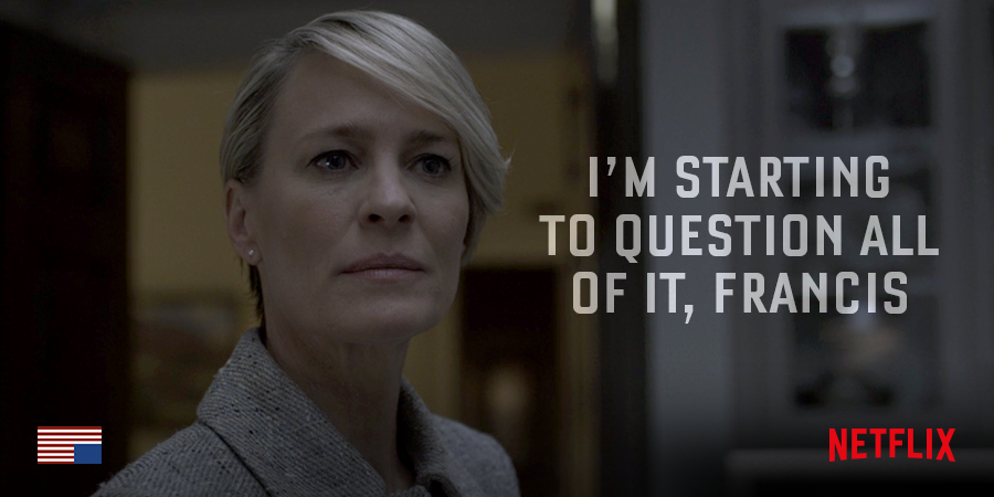 HouseofCards's tweet photo. What are we doing this for? http://t.co/auUu4IoOe0