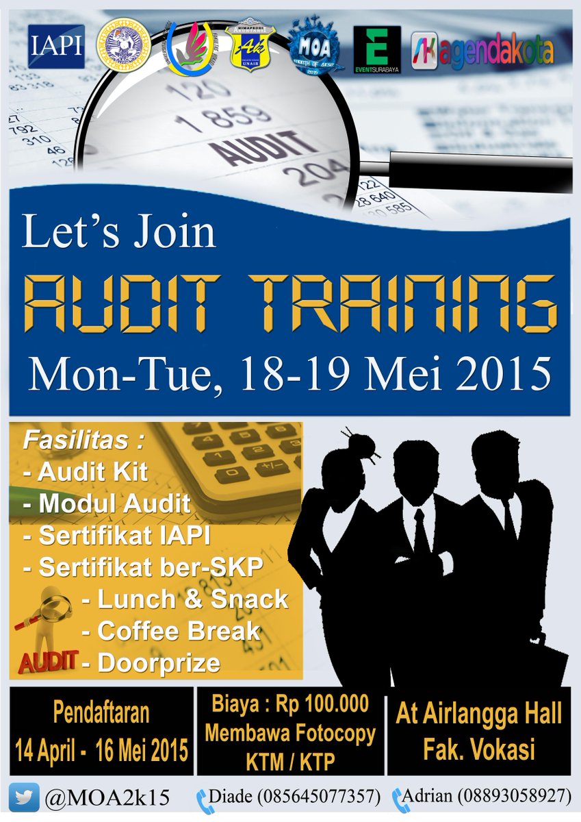 Yuk ikutan Audit Training, 18-19 Mei 2015 di Airlangga Hall Fakultas Vokasi Unair <a href="/BEMFE_UNTAG/">BEMFE UNTAG</a> kuota terbatas!