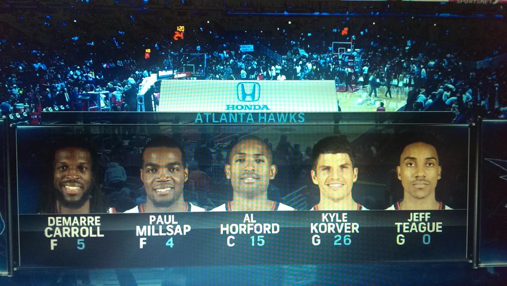 AntoineG19's tweet photo. What's Jeff so unhappy about? We the #1 seed, smile! @ATLHawks  #HawksFanTakeover http://t.co/j2EeNUoMRv
