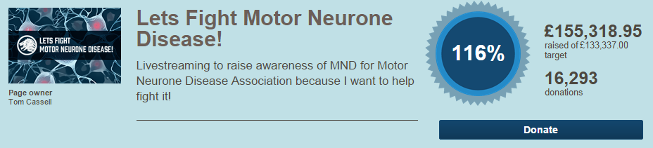 Syndicate's tweet image. WE DID IT! We smashed the target £133,337 for #MND! &amp;amp; raised over £155,000!!! &amp;lt;3 THANK YOU!
justgiving.com/MotorNeuronL33…