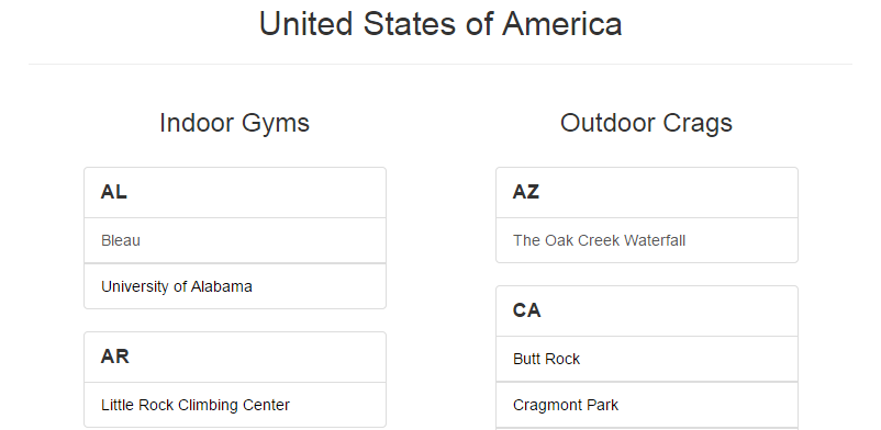 TrackYourClimb's tweet photo. Back after moving to NY! Small update to get back into things: climbing areas are separated by gym and outdoor areas. http://t.co/FMhS4mg0Ec