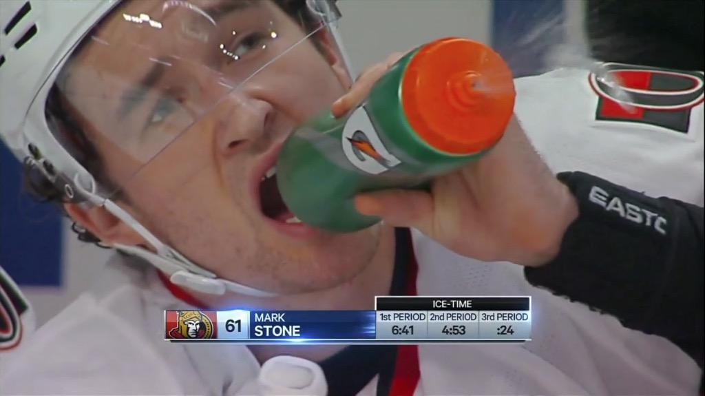 GoalieWays's tweet image. Mark Stone must be hanging out with Dustin Brown too much