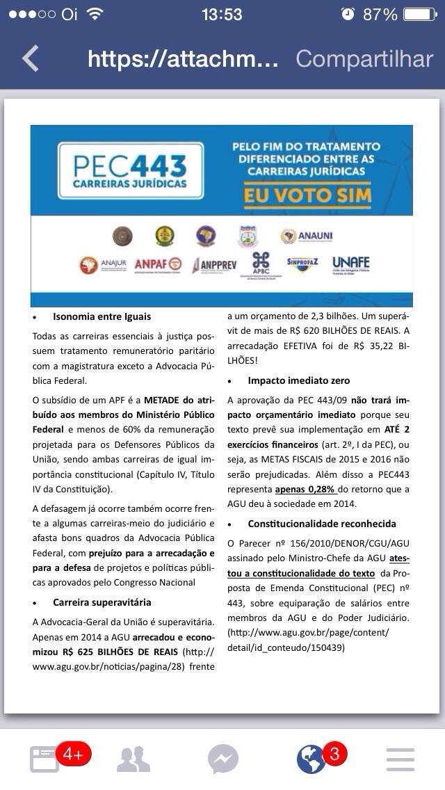 RachelCGDuarte's tweet photo. @ChristianeYared Pela isonomia remuneratória entre as funções essenciais à Justiça! #PEC443 http://t.co/t7BDiFdV4O