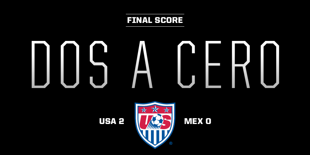 USMNT's tweet photo. FINAL: #USMNT 2, Mexico 0. A win for the USA in front of a sold-out Alamodome in San Antonio! http://t.co/ZRC0RcDitP
