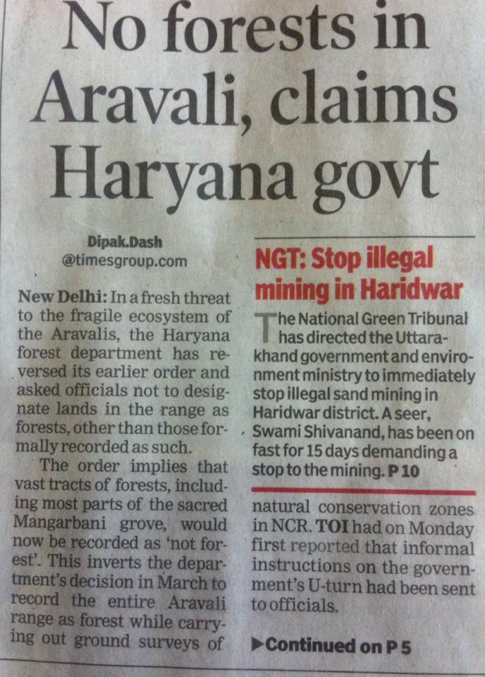 Fitcomb's tweet photo. #save aravalli - if dere's no forest in aravali then there is no govt in haryana!! http://t.co/1YlkhiW7Vt