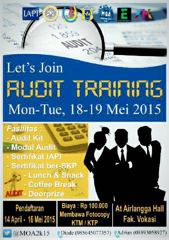 Yuk ikutan Audit Training, 18-19 Mei 2015 di Airlangga Hall Fakultas Vokasi Unair <a href="/umsby/">UMSURA</a> kuota terbatas!