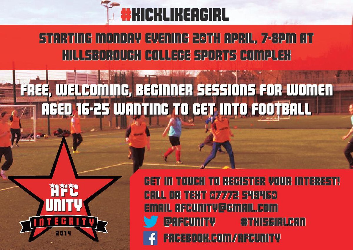 CollSportMaker's tweet image. Calling @sheffcol girls. NEW football session starts 20th of April. 7-8pm #KICKLIKEAGIRL @AFCUnity  @ThisGirlCanUK
