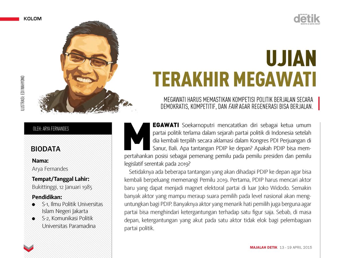 detikcom's tweet photo. Pengamat CSI: 2019, PDIP harus cari aktor baru selain Jokowi http://t.co/fTDonLK3Rl | @majalah_detik http://t.co/ROZUghTWuw