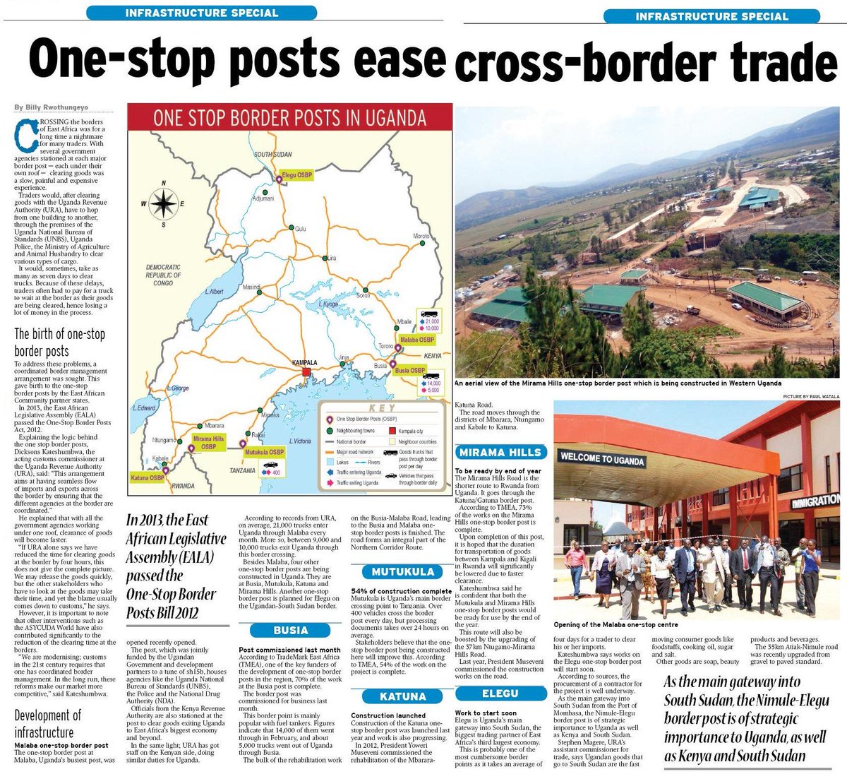 URAuganda's tweet image. One Stop Border Posts #OSBPs to ease border trade via @newvisionwire today #InfrastructureSpecial