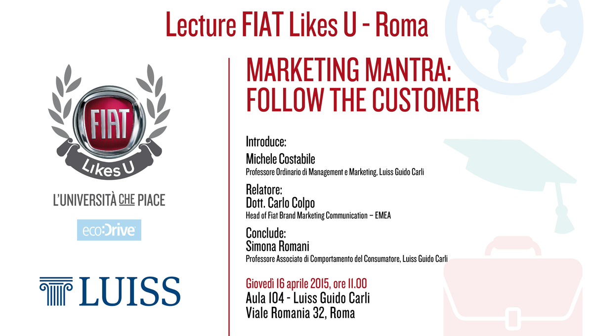 fiat's tweet photo. #FiatLikesU torna alla @UniLUISS di Roma con una lectio magistralis. Seguitela con noi! http://t.co/FTe5hmGswu