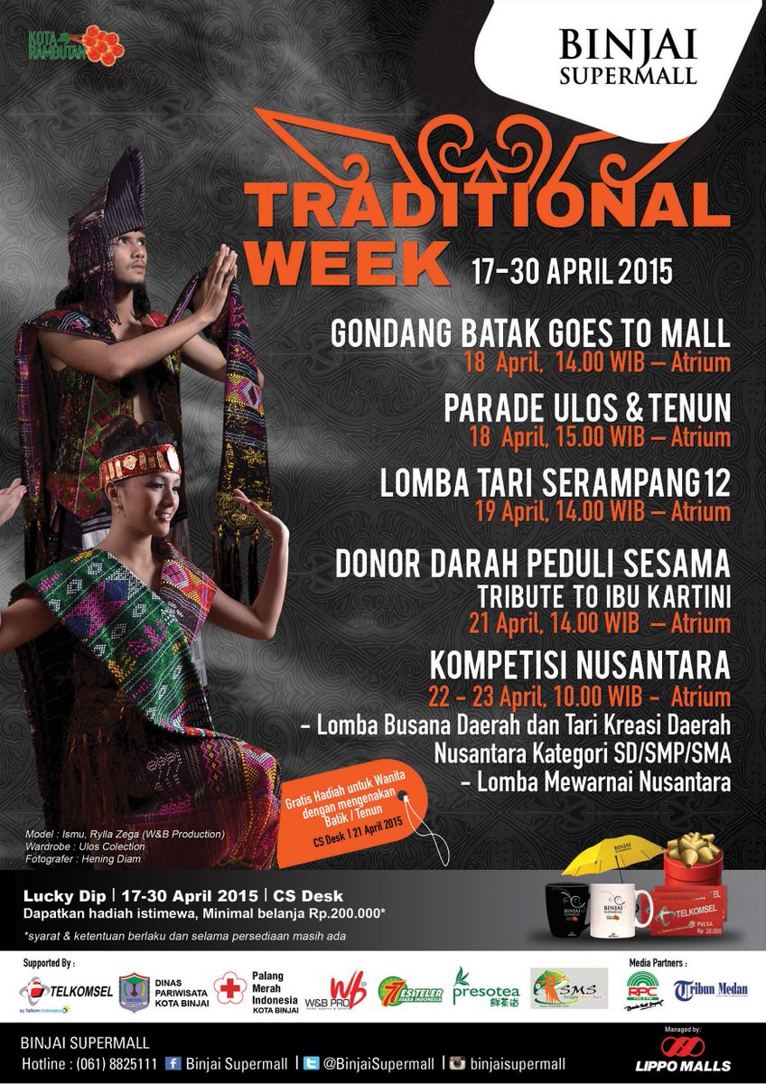 "<a href="/binjaisupermall/">Binjai Supermall</a>: Silahkan catat tanggal mainnya ya. Traditional Week @LippoMalls . "