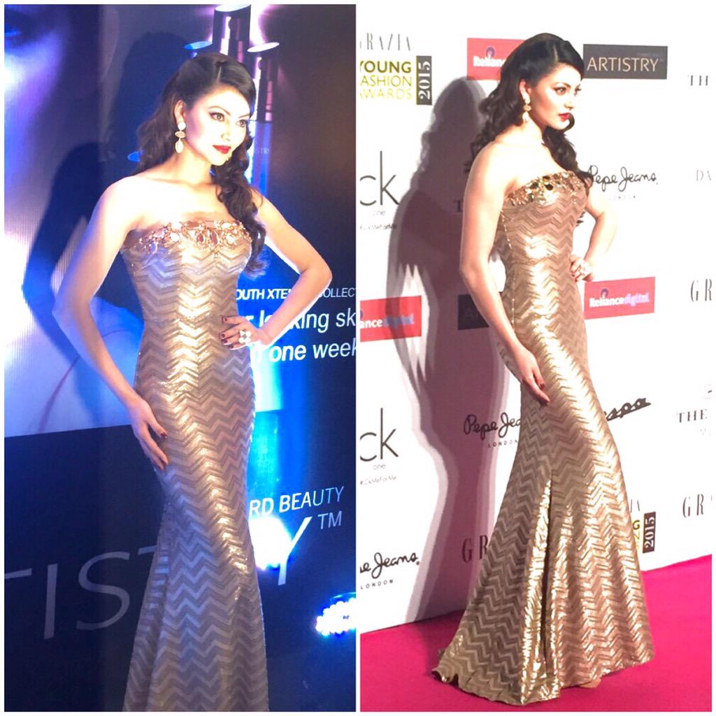 UrvashiRautela's tweet photo. At Graziayoungachieversawards in #komalsood , jewellery @shopthebohemian styling by @statementstyling2 http://t.co/yBilIGtZjz