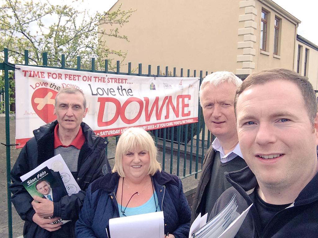 ChrisHazzardSF's tweet photo. The #SaveDowne campaign on everyone's lips yesterday in #downpatrick - another positive canvass #SinnFéin http://t.co/nr5ONsbVKT