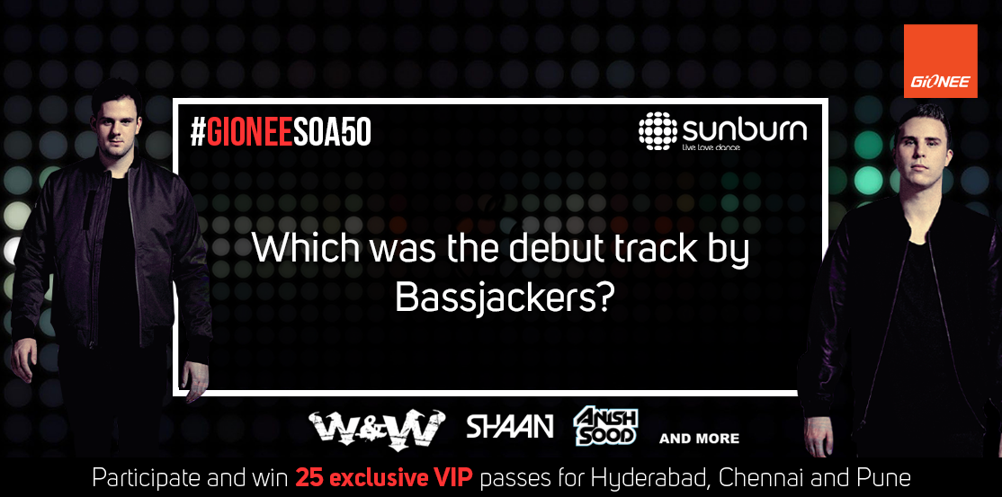 GioneeIndia's tweet photo. We are having best artist playing for you at #GioneeSOA50 @SunburnFestival! The next question is about @Bassjackers! http://t.co/dt2euTOgpW