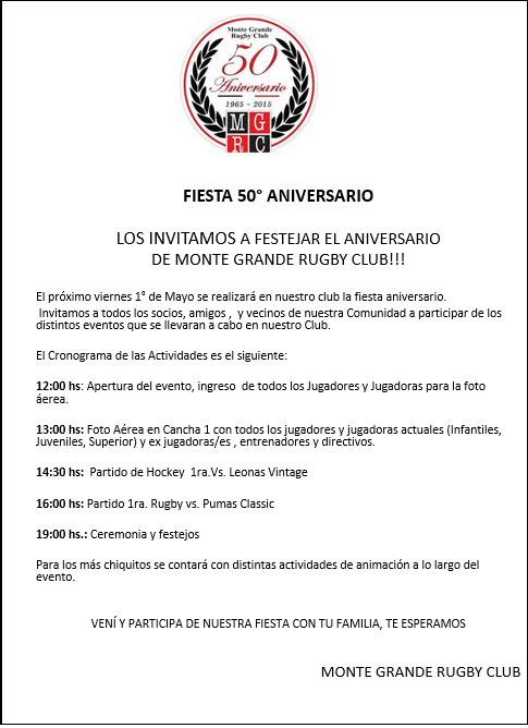 mgrcoficial's tweet photo. INFORMACION 50 ANIVERSARIO http://t.co/Onj3Ti1lUc
