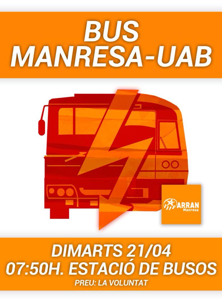ArranManresa's tweet photo. Dimarts #OmplimElBus per denunciar i demostrar que la línia de bus Manresa-UAB és insuficient! http://t.co/1jahPftbPx